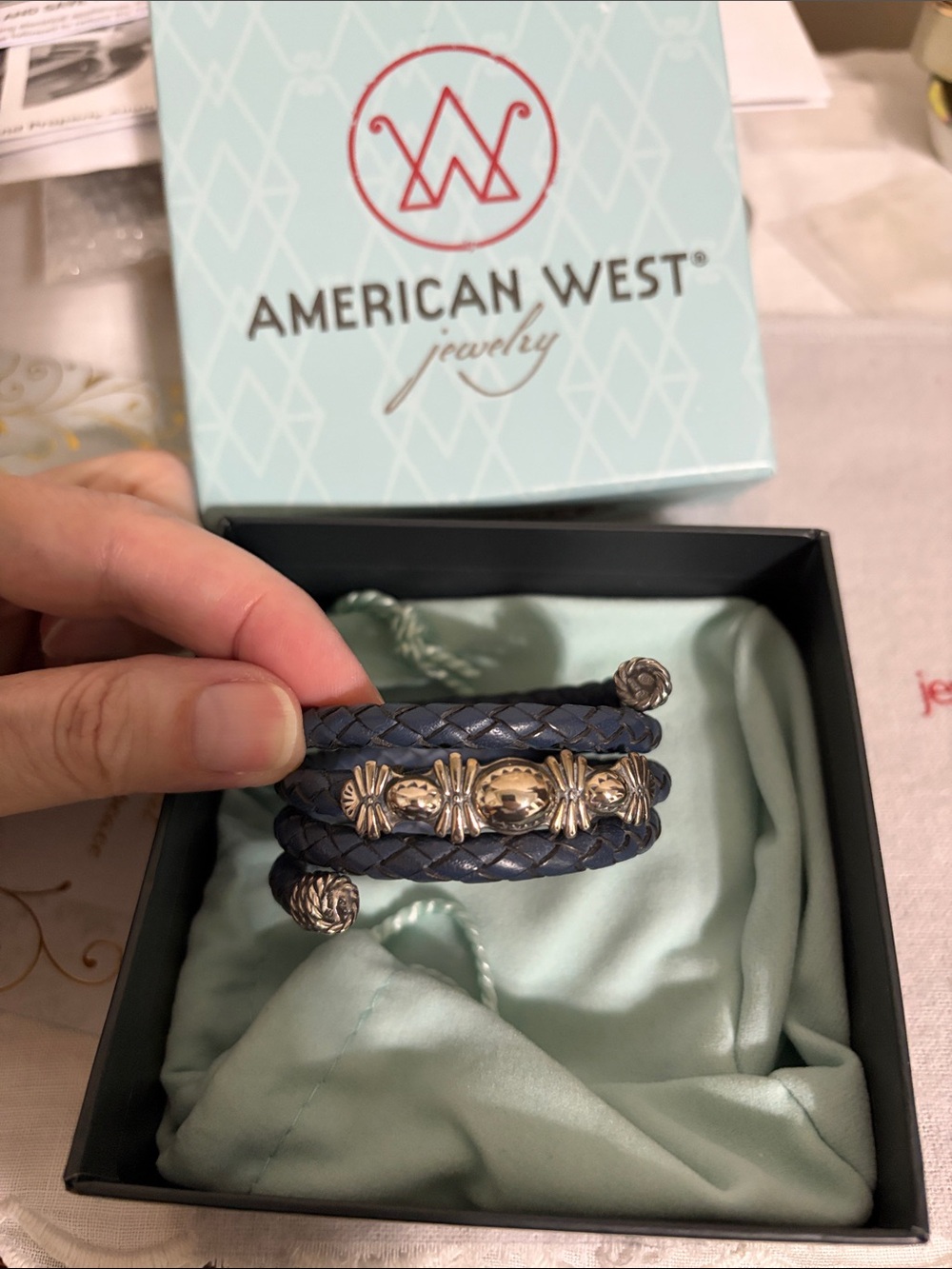 American West leather & SS bracelet - Picture 3 of 11